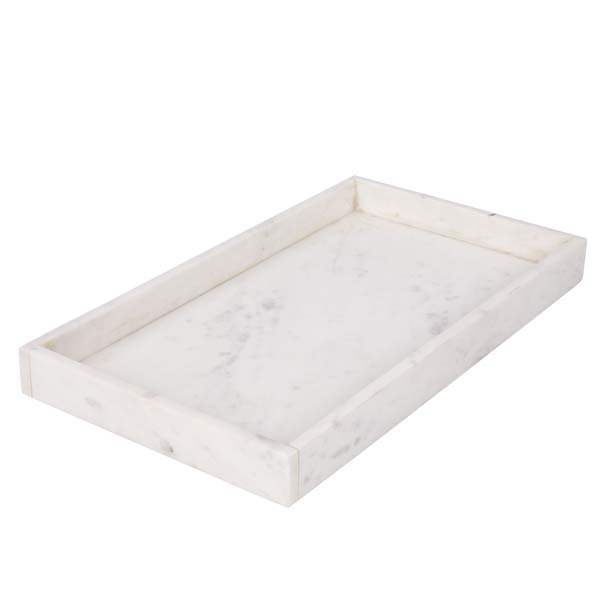 Marmor bakke, hvid - 40x22 cm.